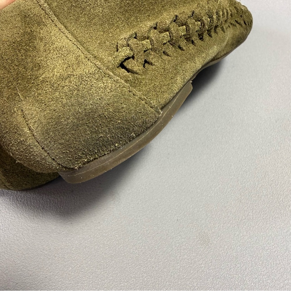 Latigo Gamine Olive Green Suede Moccasins with Leather Laces - Picture 16 of 16